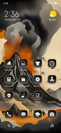volcano painting