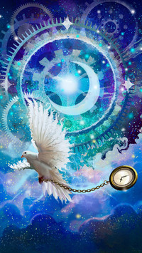 The white dove carries dreams as time paints