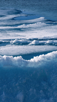 Blue ice of Seilim Lake in early spring