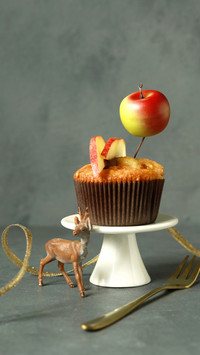 Red Apple Cupcake, Enhanced by Golden Accents