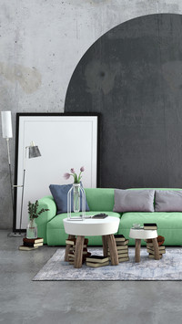 Amazing and comfortable green living room 3
