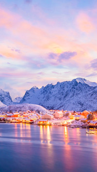 Beautiful Lofoten landscape at sunrise, Norway