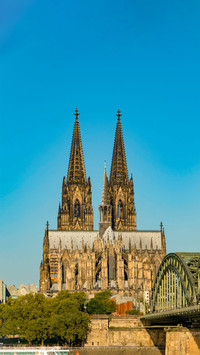 Cathedral and Hohenzollern Bridge in Cologne Germany