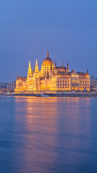 Budapest Parliament At Night Lights, Hungary