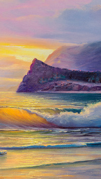 Oil painting of the ocean