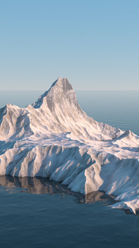 Glacier islands float on the sea surface