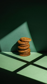 Cookies with chocolate stack in the style of minimalism