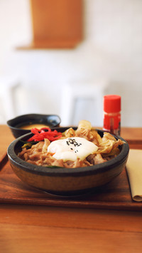 Japanese food Gyudon Japanese beef on rice bowl topped