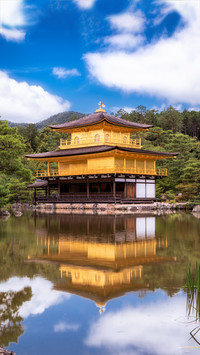 The golden palace floating on the water surface