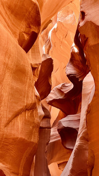 Looking up at the landscape of the rock formations in