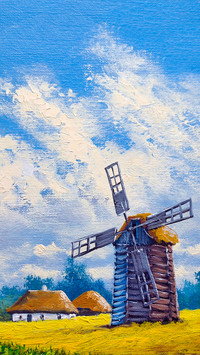 Rural Countryside Farmland Oil Painting