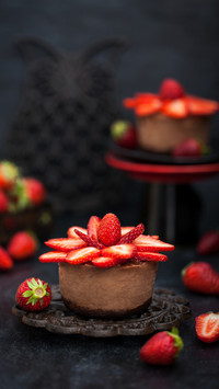 Strawberry Cake on A Dark Background