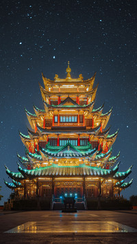 重庆夜景鸿恩阁的璀璨