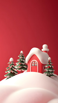 Snow-Covered Christmas Scene, Home Sweet Home
