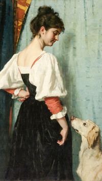 Portrait of a Young Woman, with 'Puck' the Dog