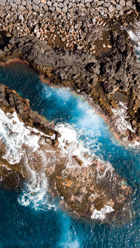 Volcanic coast blue ocean