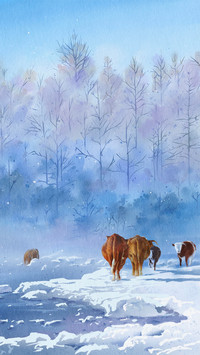 Oil painting on ice and snow