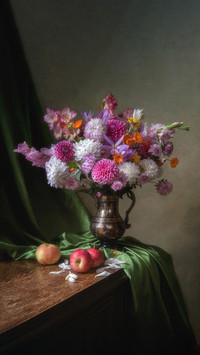 Still life with splendid bouquet of flowers