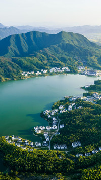 A glimpse of the lakeside villa complex