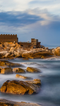 The seaside under the setting sun in shanwei
