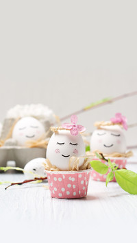 Holiday Creative Easter Concept with White Cute Eggs
