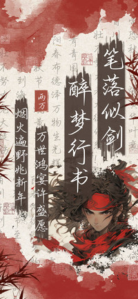 笔落似剑醉梦行书