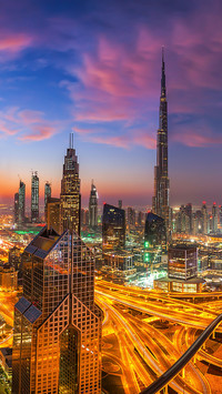 Night View of The City With Tall Buildings