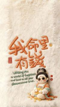 毛茸茸文字好运壁纸-锐景创意