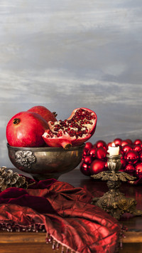 Pomegranates on a christmas table