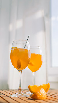 Glasses of Aperitif drink on the terrace table