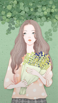 Beautiful Girl Holding Flowers