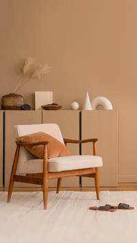Creative composition of living room interior with copy space
