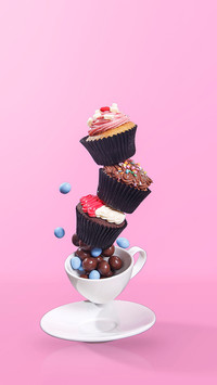 Cupcakes and choco balls in a cup2