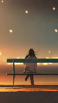 Lonely anime illustration