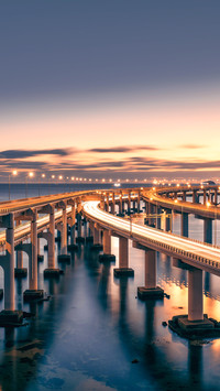 Night view of Dalian Cross Sea Bridge