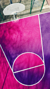 Aerial Art of Colorful Basketball Court