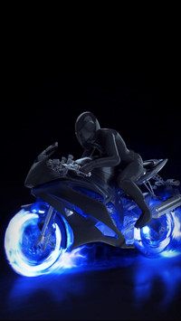 Dark Knight's blue flame motorcycle
