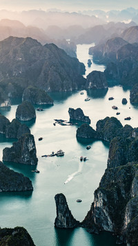 Aerial view of ha long bay vietnam