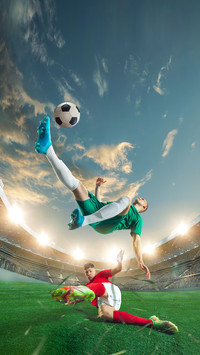 Soccer athletes during game