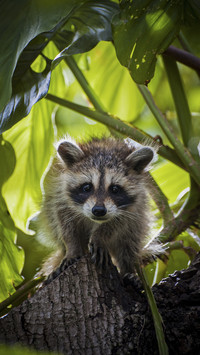 Baby Raccoon in Tree