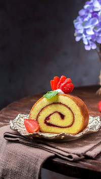 Delicious Vanilla Roll Cake owith fresh butter and eggs
