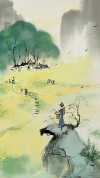 绿色国风绘画-锐景创意