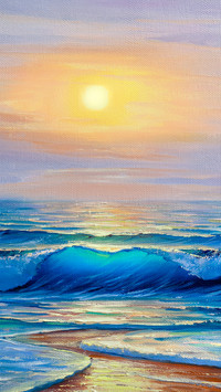 Oil painting by the sea