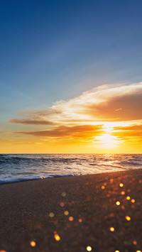 The sunset by the seaside makes the beach uniquely beautiful