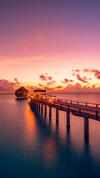 Amazing sunset panorama Maldives
