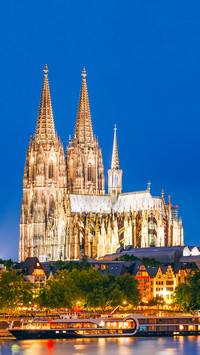 Night View Of Cologne Cathedral, Germany. Europe