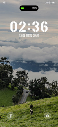 云层绿山下 简约