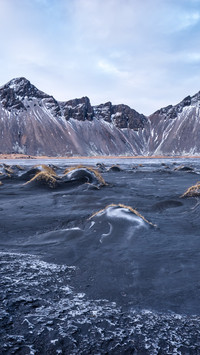 Spectacular sunset at the peak of Iceland's mountains