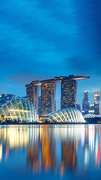 Singapore city skyline at dusk, Singapore