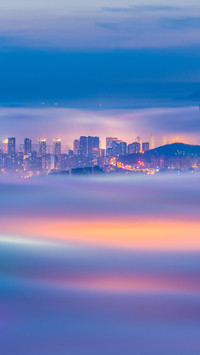 Qingdao advection fog night view